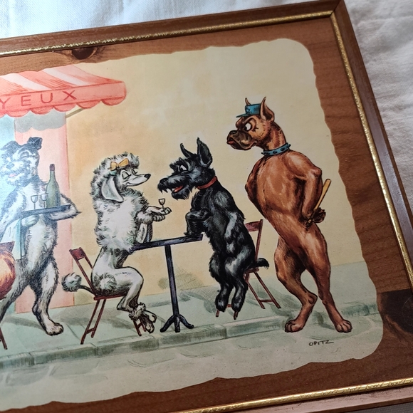 Vintage Antique Dogs Kentley French artwork - Picture 2 of 8